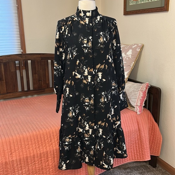 Just Female Robe Asti Bloom Black Floral Long Sleeve Dress size 34/US small - Picture 5 of 16